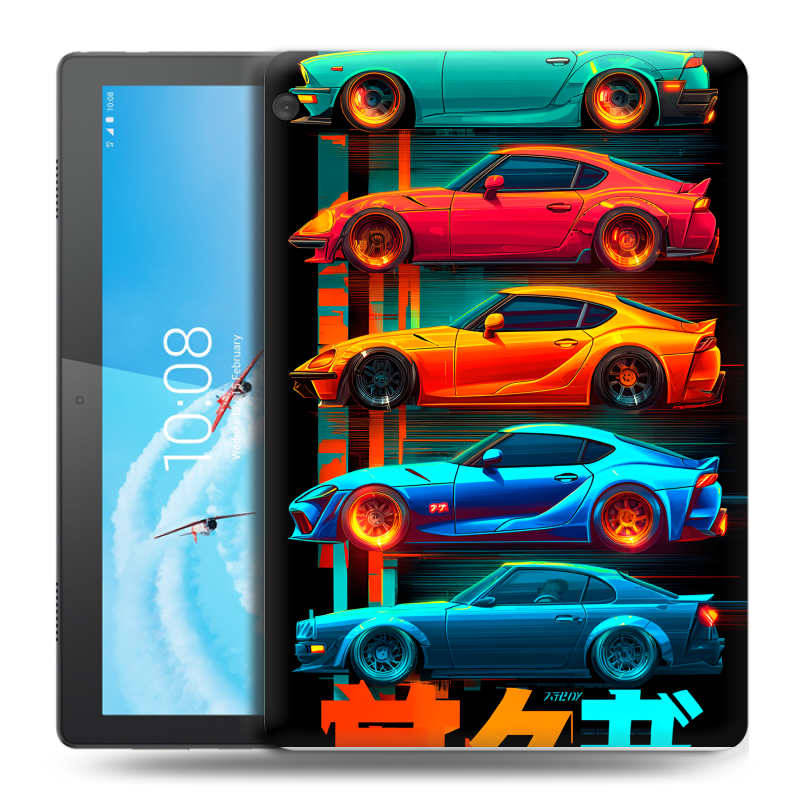 Силиконовый чехол на Lenovo Tab M10 с принтом машины тачки Силиконовый чехол на Lenovo Tab M10 с принтом машины тачки