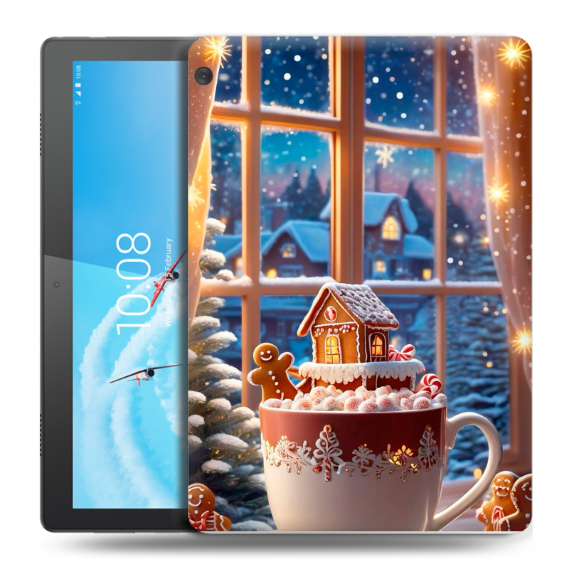 Силиконовый чехол на Lenovo Tab M10 с принтом Новый год Силиконовый чехол на Lenovo Tab M10 с принтом Новый год
