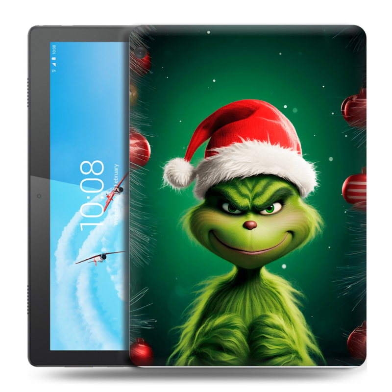 Силиконовый чехол на Lenovo Tab M10 с принтом Гринч Новый год Рождество Силиконовый чехол на Lenovo Tab M10 с принтом Гринч Новый год Рождество