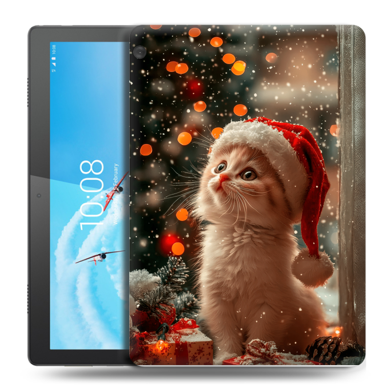 Силиконовый чехол на Lenovo Tab M10 с принтом Новый год Силиконовый чехол на Lenovo Tab M10 с принтом Новый год