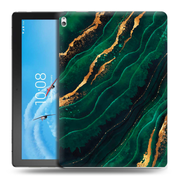 Силиконовый чехол на планшета Lenovo Tab P10 с принтом Мрамор зеленое золото Силиконовый чехол на планшета Lenovo Tab P10 с принтом Мрамор зеленое золото