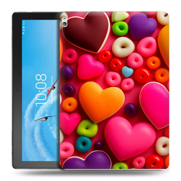 Силиконовый чехол на планшета Lenovo Tab P10 с принтом Сердечки Силиконовый чехол на планшета Lenovo Tab P10 с принтом Сердечки