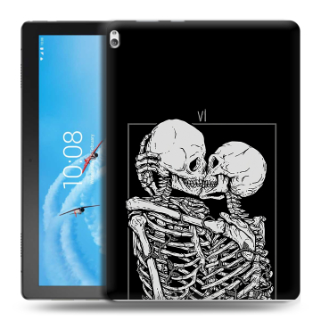 Силиконовый чехол на Lenovo Tab P10 с принтом Поцелуй скелетов