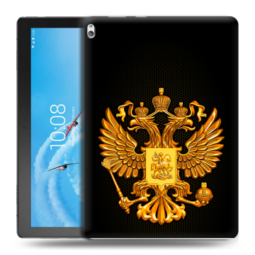 Силиконовый чехол на Lenovo Tab P10 с принтом Герб России желтый