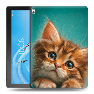 Силиконовый чехол на Lenovo Tab P10 с принтом котенок Силиконовый чехол на Lenovo Tab P10 с принтом котенок