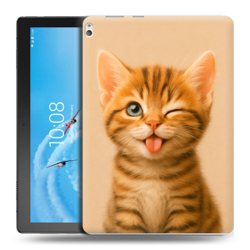 Силиконовый чехол на Lenovo Tab P10 с принтом котенок