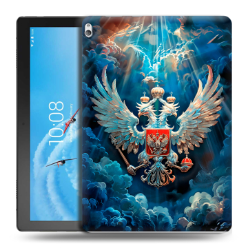 Силиконовый чехол на Lenovo Tab P10 с принтом Герб флаг России Силиконовый чехол на Lenovo Tab P10 с принтом Герб флаг России