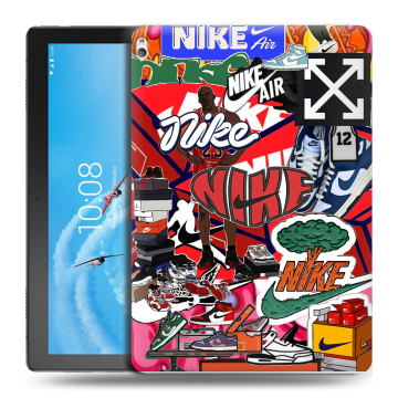 Силиконовый чехол на Lenovo Tab P10 с принтом Найк Nike яркий Силиконовый чехол на Lenovo Tab P10 с принтом Найк Nike яркий
