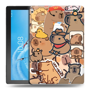 Силиконовый чехол на Lenovo Tab P10 с принтом капибара Силиконовый чехол на Lenovo Tab P10 с принтом капибара