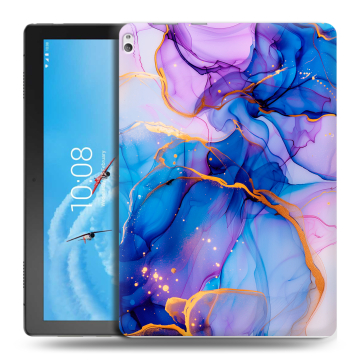 Силиконовый чехол на Lenovo Tab P10 с принтом синий мрамор Силиконовый чехол на Lenovo Tab P10 с принтом синий мрамор