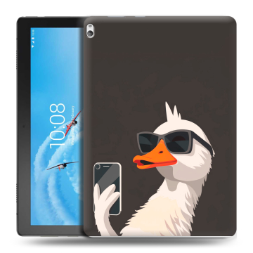 Силиконовый чехол на Lenovo Tab P10 с принтом утка в очках Силиконовый чехол на Lenovo Tab P10 с принтом утка в очках