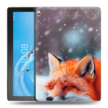 Силиконовый чехол на Lenovo Tab P10 с принтом лиса Силиконовый чехол на Lenovo Tab P10 с принтом лиса
