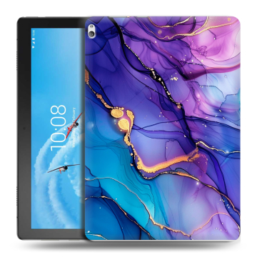 Силиконовый чехол на Lenovo Tab P10 с принтом синий мрамор Силиконовый чехол на Lenovo Tab P10 с принтом синий мрамор