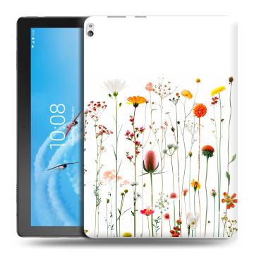 Силиконовый чехол на Lenovo Tab P10 с принтом цветы Силиконовый чехол на Lenovo Tab P10 с принтом цветы