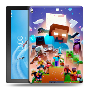 Силиконовый чехол на Lenovo Tab P10 с принтом Майнкрафт Minecraft