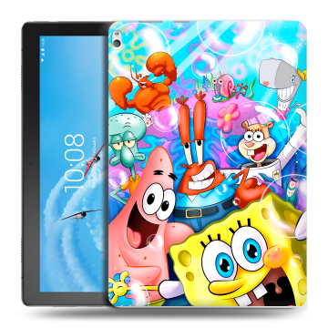 Силиконовый чехол на Lenovo Tab P10 с принтом спанчбоб спанч боб