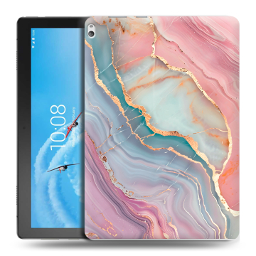 Силиконовый чехол на Lenovo Tab P10 с принтом розовый мрамор Силиконовый чехол на Lenovo Tab P10 с принтом розовый мрамор