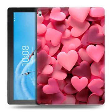 Силиконовый чехол на Lenovo Tab P10 с принтом розовые сердечки