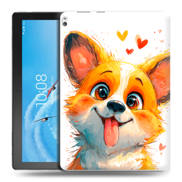 Силиконовый чехол на Lenovo Tab P10 с принтом корги Силиконовый чехол на Lenovo Tab P10 с принтом корги
