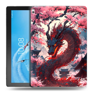 Силиконовый чехол на Lenovo Tab P10 с принтом Дракон Японский Силиконовый чехол на Lenovo Tab P10 с принтом Дракон Японский