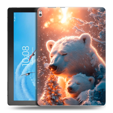 Силиконовый чехол на Lenovo Tab P10 с принтом Новый год Силиконовый чехол на Lenovo Tab P10 с принтом Новый год