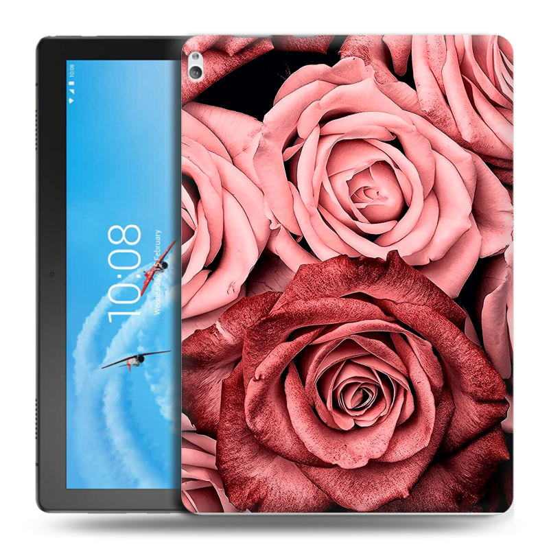 Силиконовый чехол на Lenovo Tab P10 с принтом Цветы розы Силиконовый чехол на Lenovo Tab P10 с принтом Цветы розы