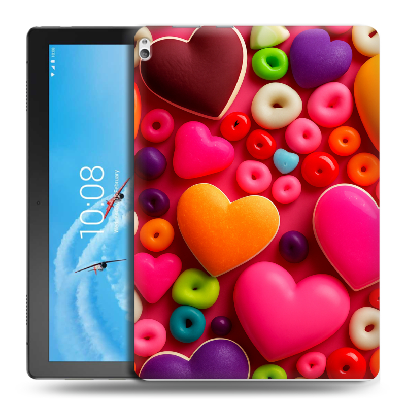 Силиконовый чехол на Lenovo Tab P10 с принтом Сердечки Силиконовый чехол на Lenovo Tab P10 с принтом Сердечки