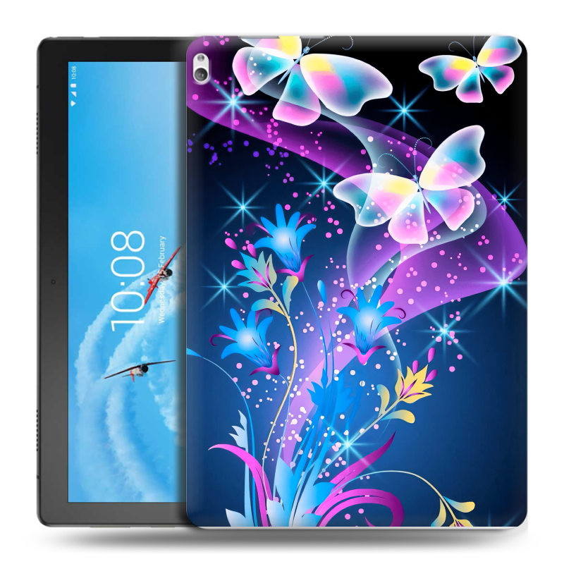 Силиконовый чехол на Lenovo Tab P10 с принтом Бабочки Силиконовый чехол на Lenovo Tab P10 с принтом Бабочки