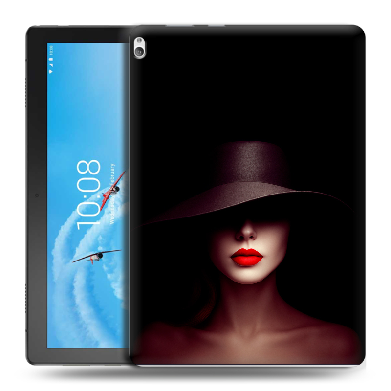 Силиконовый чехол на Lenovo Tab P10 с принтом Девушка в шляпе Силиконовый чехол на Lenovo Tab P10 с принтом Девушка в шляпе