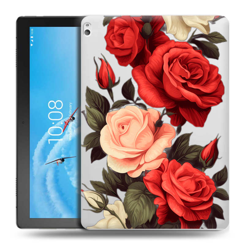Силиконовый чехол на Lenovo Tab P10 с принтом Розы Силиконовый чехол на Lenovo Tab P10 с принтом Розы