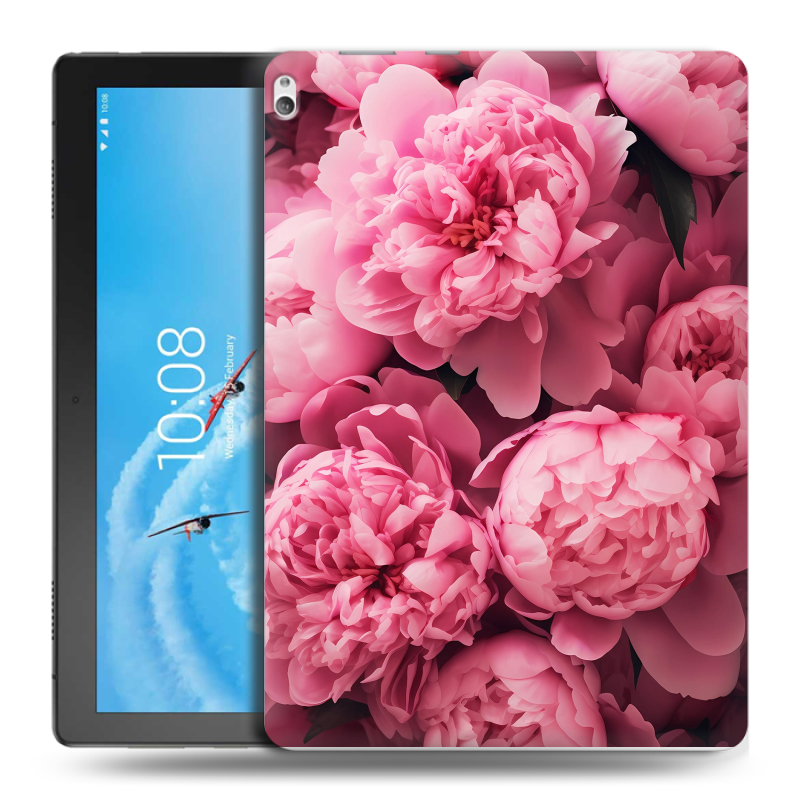 Силиконовый чехол на Lenovo Tab P10 с принтом цветы пионы Силиконовый чехол на Lenovo Tab P10 с принтом цветы пионы