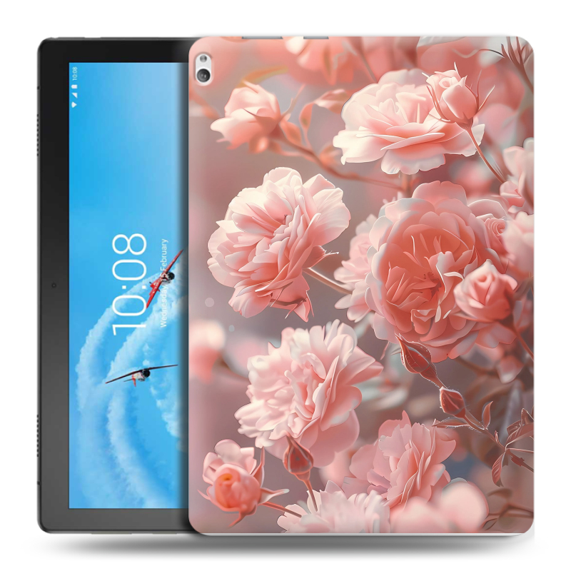 Силиконовый чехол на Lenovo Tab P10 с принтом Розовые розы Силиконовый чехол на Lenovo Tab P10 с принтом Розовые розы