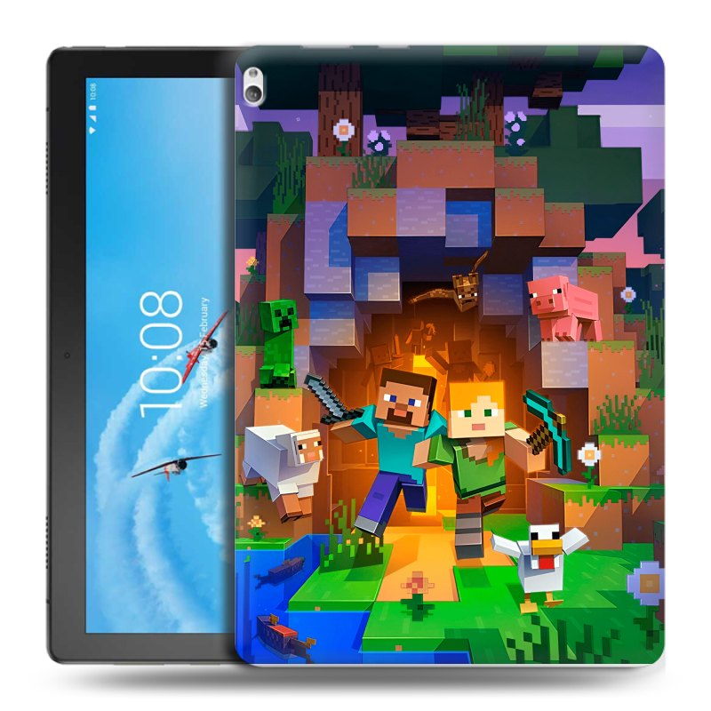Силиконовый чехол на Lenovo Tab P10 с принтом Майнкрафт Minecraft Силиконовый чехол на Lenovo Tab P10 с принтом Майнкрафт Minecraft