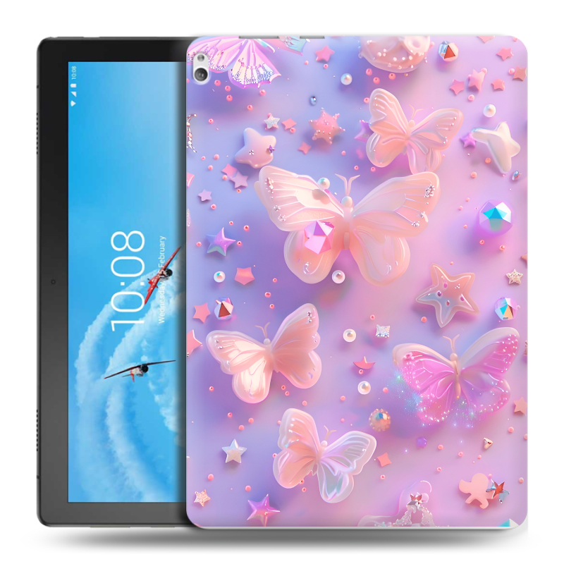 Силиконовый чехол на Lenovo Tab P10 с принтом Бабочки Силиконовый чехол на Lenovo Tab P10 с принтом Бабочки