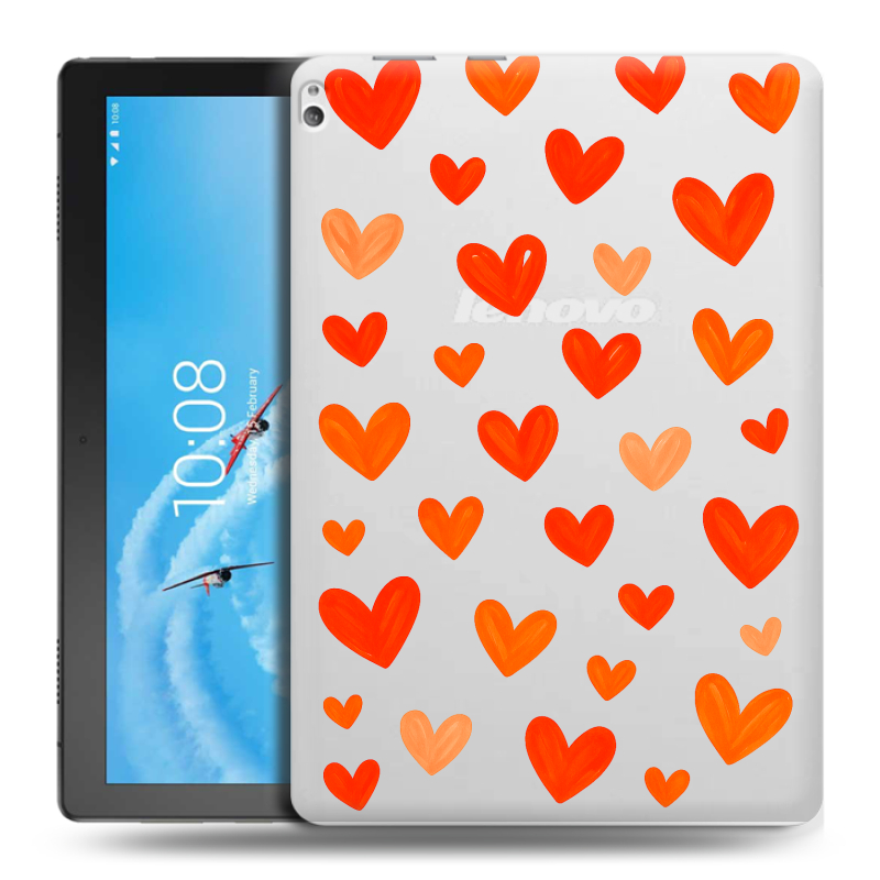 Силиконовый чехол на Lenovo Tab P10 с принтом Сердечки Силиконовый чехол на Lenovo Tab P10 с принтом Сердечки
