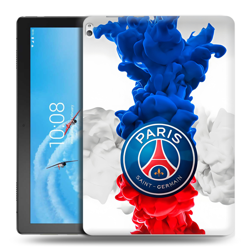 Силиконовый чехол на Lenovo Tab P10 с принтом PSG ПСЖ Силиконовый чехол на Lenovo Tab P10 с принтом PSG ПСЖ