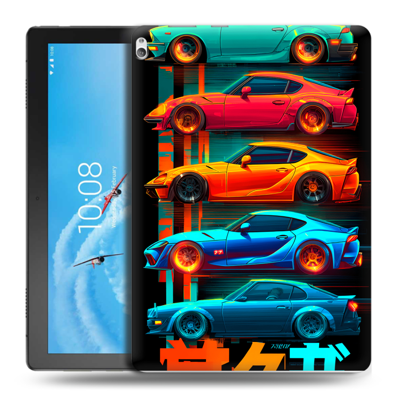 Силиконовый чехол на Lenovo Tab P10 с принтом машины тачки Силиконовый чехол на Lenovo Tab P10 с принтом машины тачки