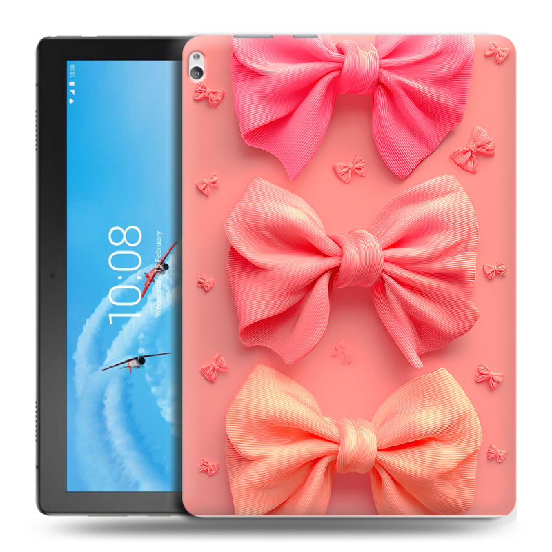 Силиконовый чехол на Lenovo Tab P10 с принтом Розовые бантики Силиконовый чехол на Lenovo Tab P10 с принтом Розовые бантики