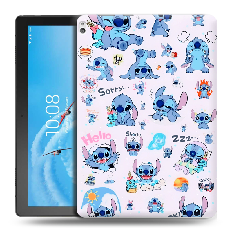 Силиконовый чехол на Lenovo Tab P10 с принтом Лило и Стич Силиконовый чехол на Lenovo Tab P10 с принтом Лило и Стич