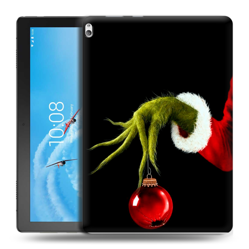 Силиконовый чехол на Lenovo Tab P10 с принтом Новый год Гринч Силиконовый чехол на Lenovo Tab P10 с принтом Новый год Гринч