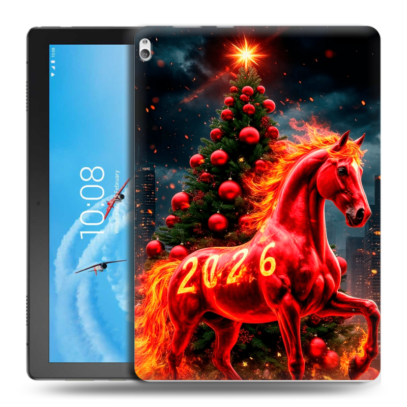 Силиконовый чехол на Lenovo Tab P10 с принтом Новый год Силиконовый чехол на Lenovo Tab P10 с принтом Новый год