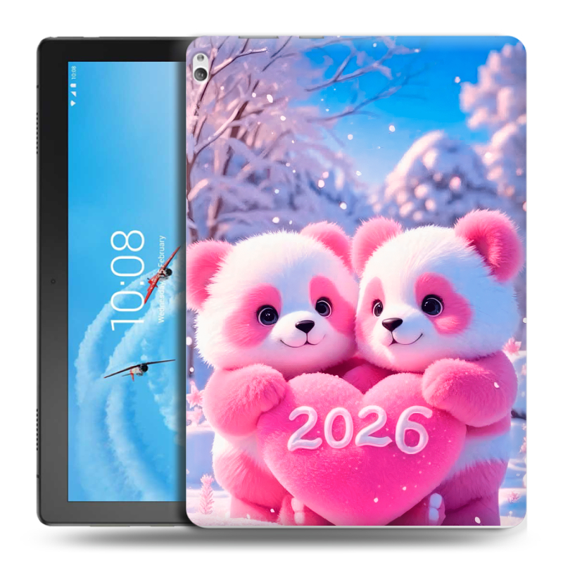 Силиконовый чехол на Lenovo Tab P10 с принтом Новый год Силиконовый чехол на Lenovo Tab P10 с принтом Новый год