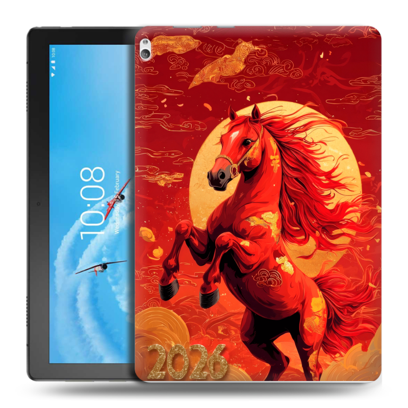 Силиконовый чехол на Lenovo Tab P10 с принтом Новый год Силиконовый чехол на Lenovo Tab P10 с принтом Новый год