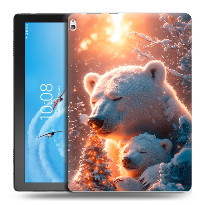 Силиконовый чехол на Lenovo Tab P10 с принтом Новый год Силиконовый чехол на Lenovo Tab P10 с принтом Новый год