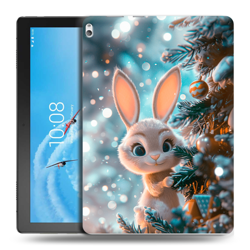 Силиконовый чехол на Lenovo Tab P10 с принтом Новый год Силиконовый чехол на Lenovo Tab P10 с принтом Новый год