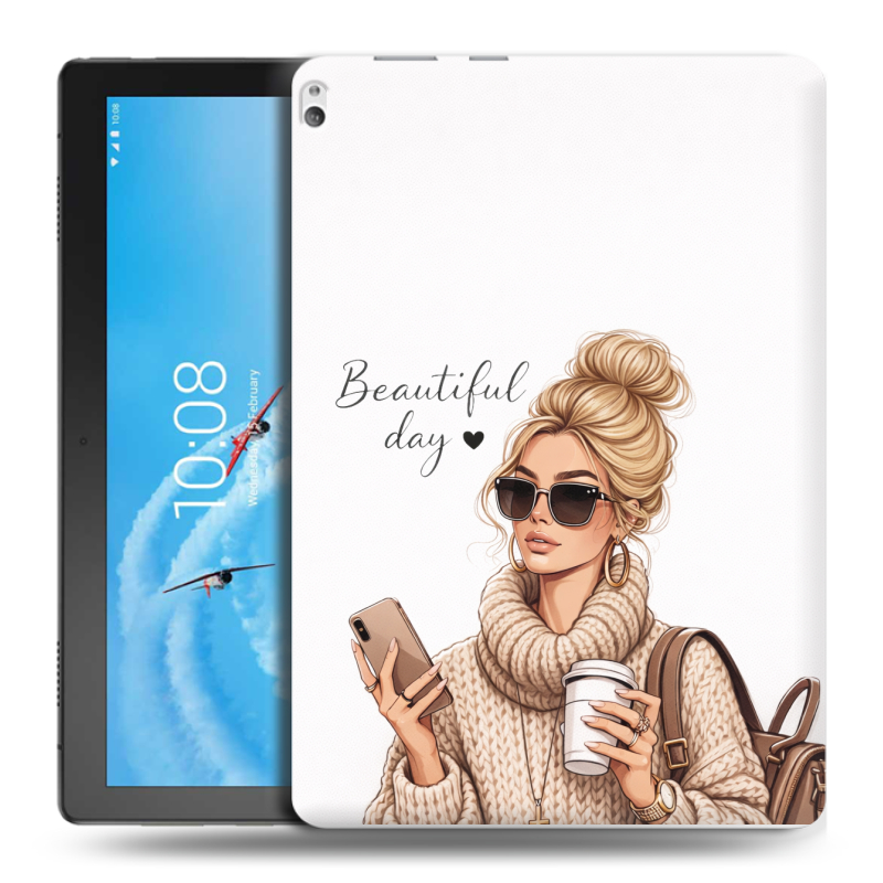 Силиконовый чехол на Lenovo Tab P10 с принтом женский Силиконовый чехол на Lenovo Tab P10 с принтом женский