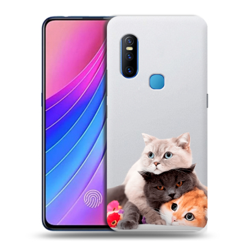 Силиконовый чехол на Vivo V15 с принтом Кошки Силиконовый чехол на Vivo V15 с принтом Кошки
