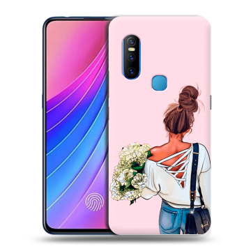 Силиконовый чехол на Vivo V15 с принтом Девушка и букет Силиконовый чехол на Vivo V15 с принтом Девушка и букет