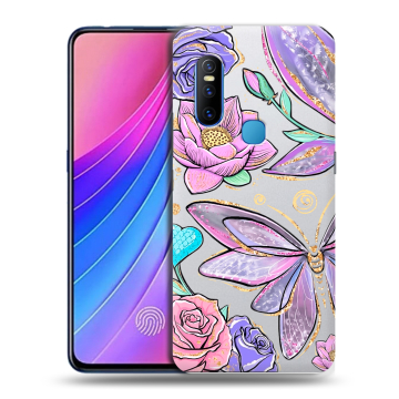 Силиконовый чехол на Vivo V15 с принтом Бабочки и цветы