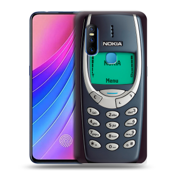Силиконовый чехол на Vivo V15 с принтом Старый телефон